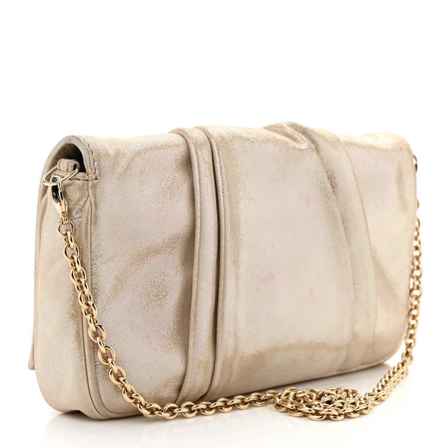 Fendi Metallic Calfskin Mia Pochette Beige 3 of 14