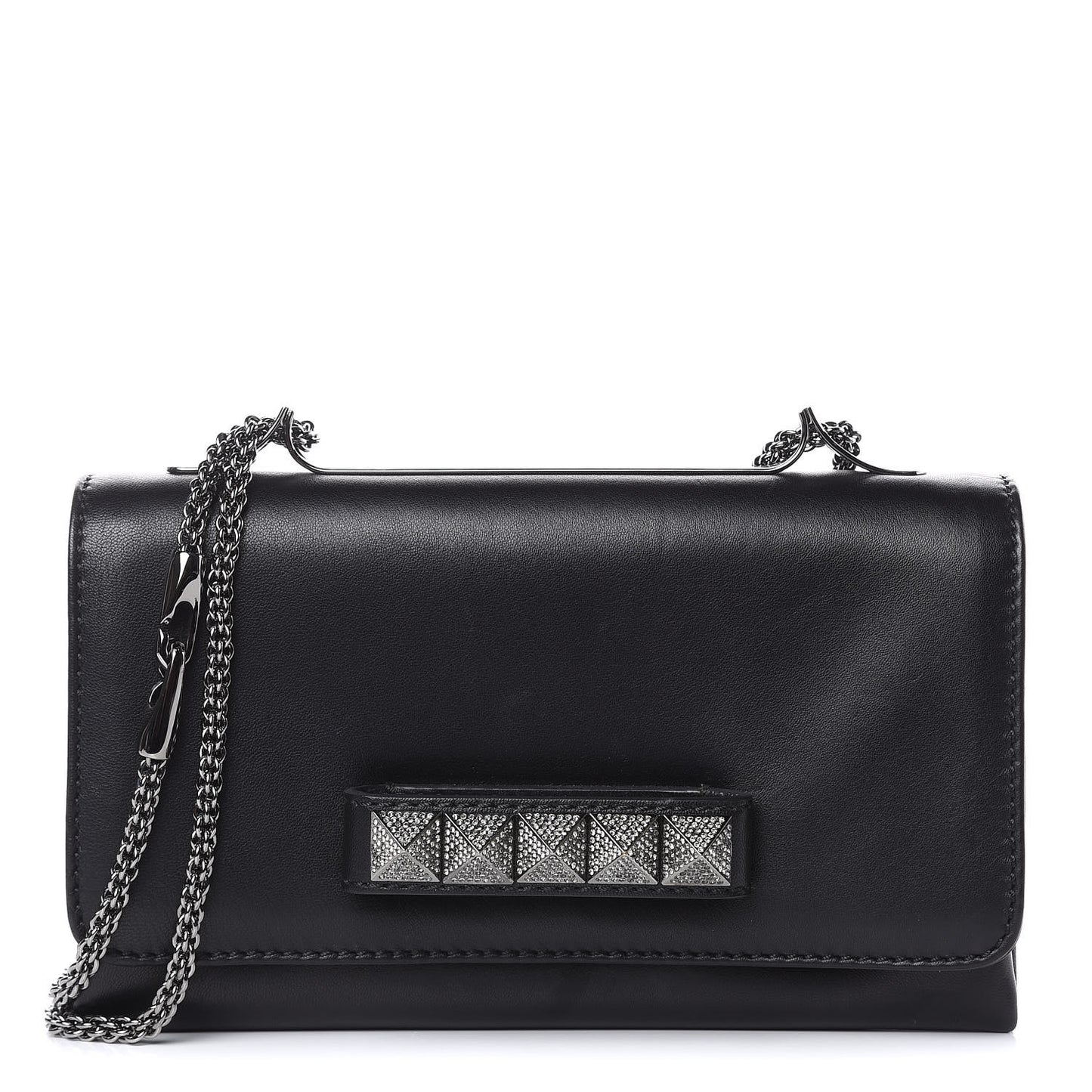 Nappa Crystal Encrusted Studs Va Va Voom Shoulder Bag Black