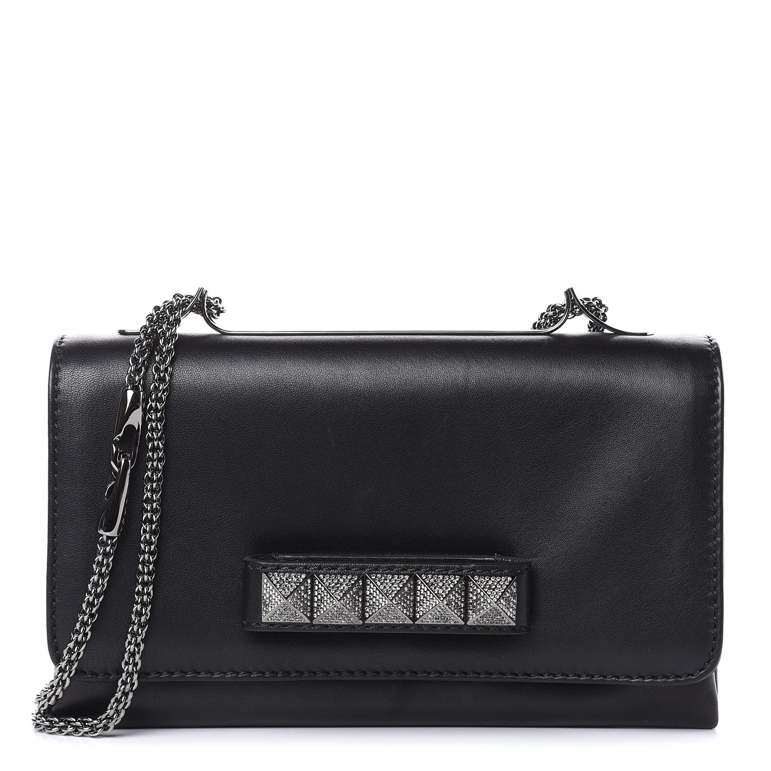 Valentino Garavani Nappa Crystal Encrusted Studs Va Va Voom Shoulder Bag Black 1 of 13