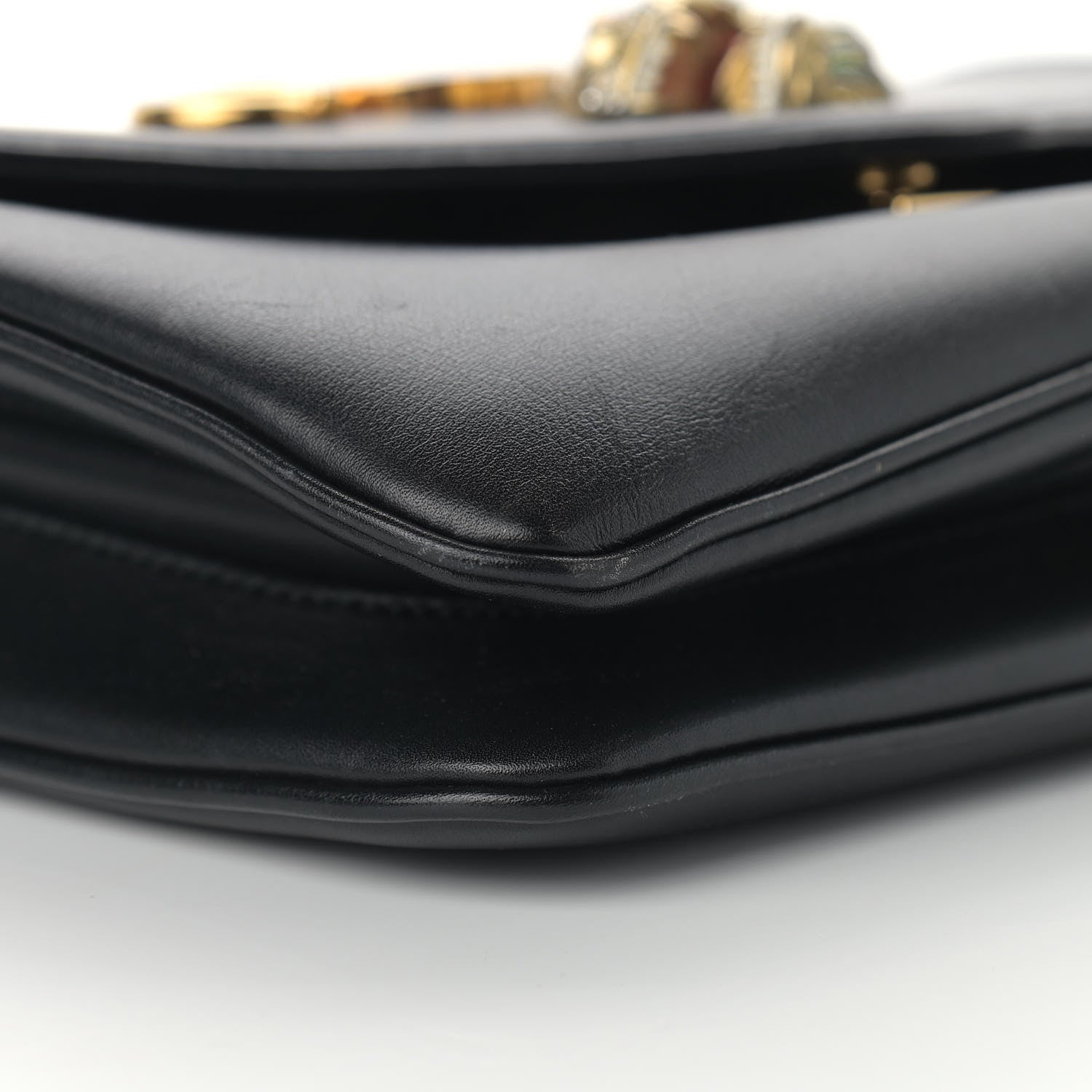 Gucci Vitello Palmellato Lux Crystal Medium Rajah Shoulder Bag Black 8 of 15