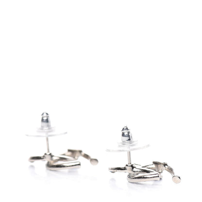 Chanel Crystal Baguette CC Earrings Blue 4 of 5