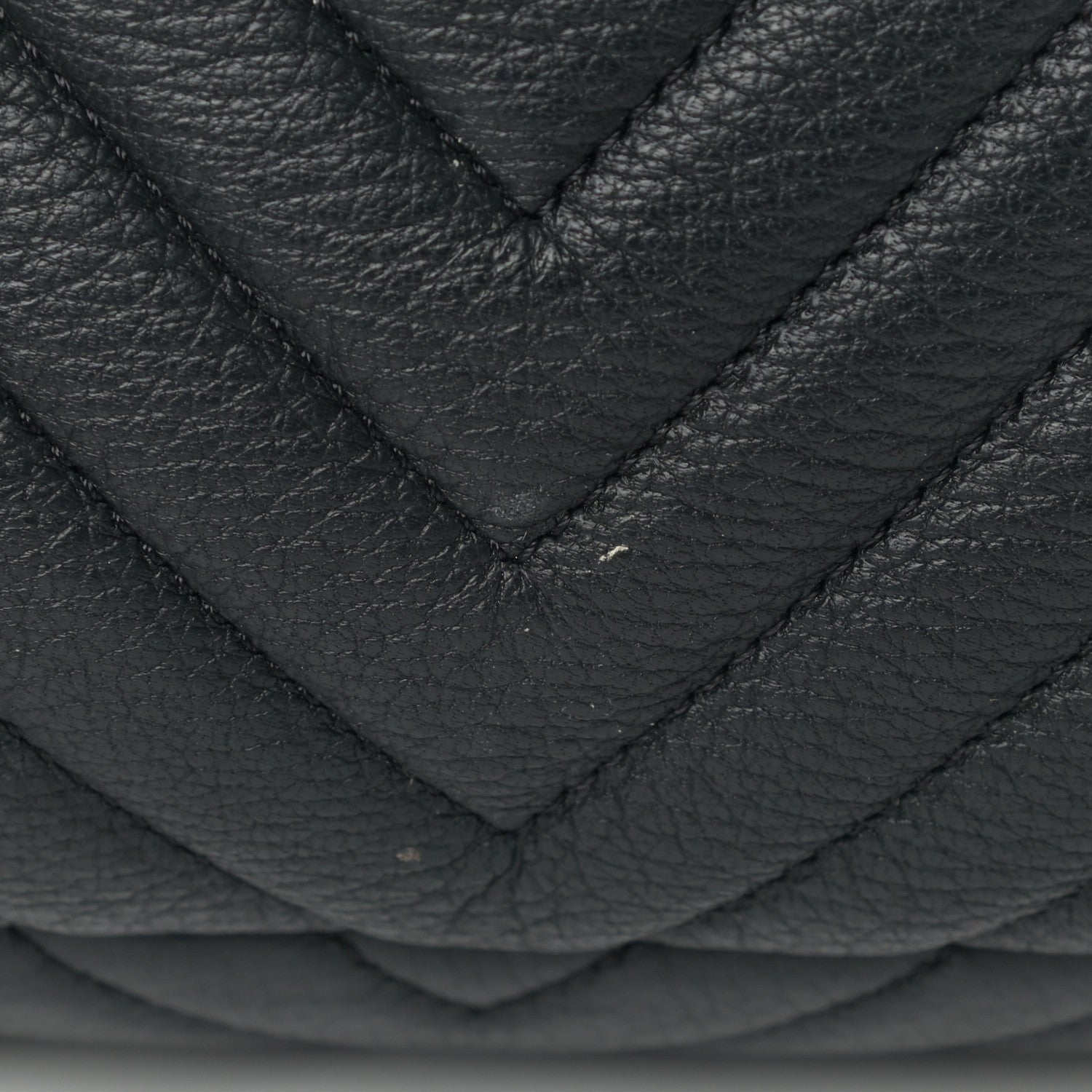 Chanel Deerskin Chevron Large CC Chain Bucket Drawstring Bag Black 10 of 11