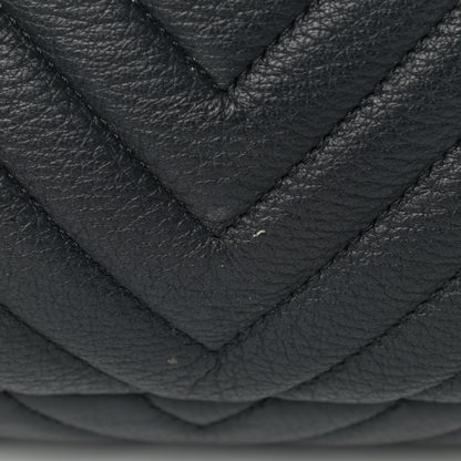 Chanel Deerskin Chevron Large CC Chain Bucket Drawstring Bag Black 10 of 11
