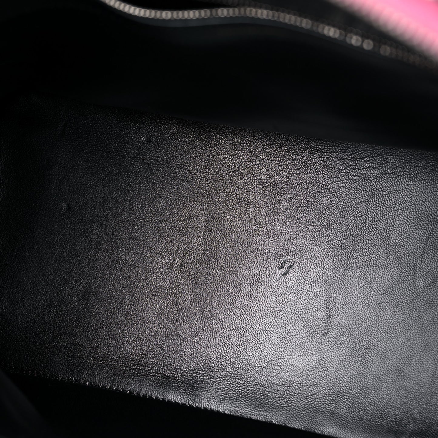 Signature Grained Calfskin Logo M Ville Top Handle Bag Rose Bubblegum Black