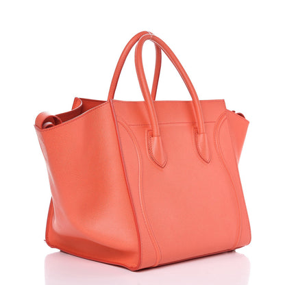 Celine Grained Calfskin Medium Phantom Luggage Coral 3 of 8