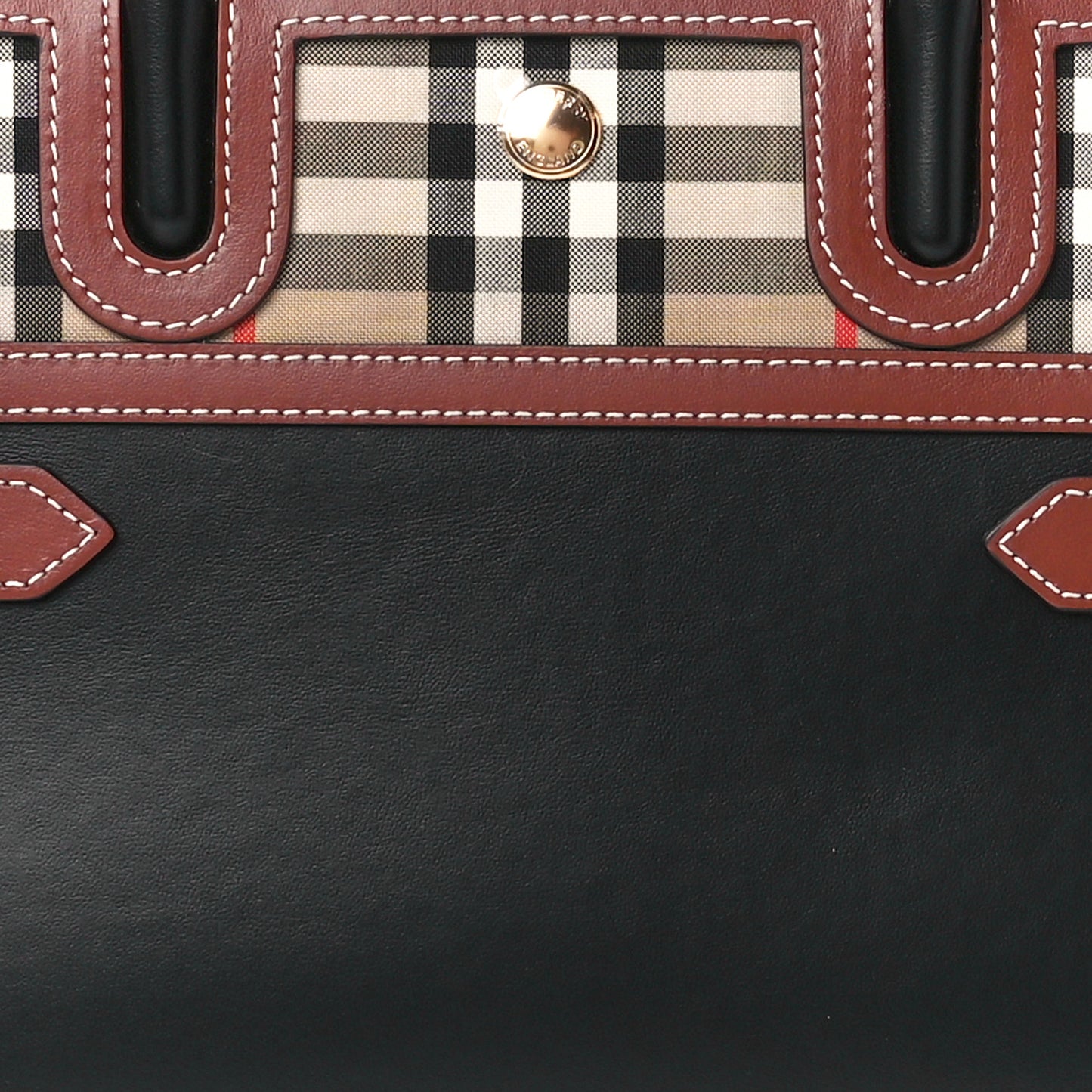 Calfskin Vintage Check Mini Two Handle Title Bag Black