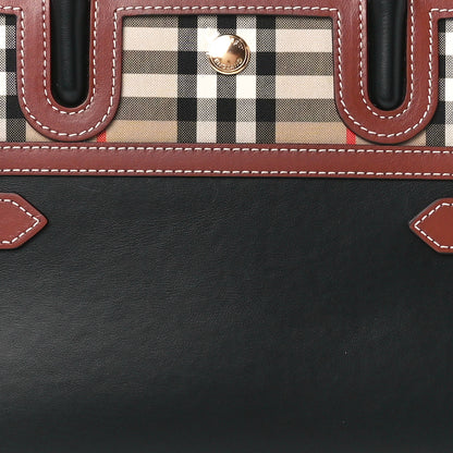 Burberry Calfskin Vintage Check Mini Two Handle Title Bag Black 8 of 11