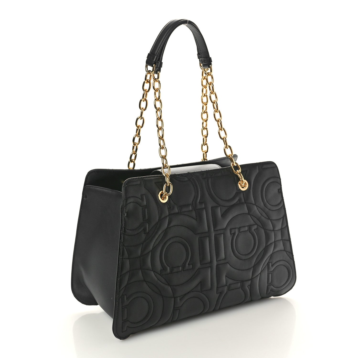 Salvatore Ferragamo Calfskin Quilted Tote Bag Black 2 of 9