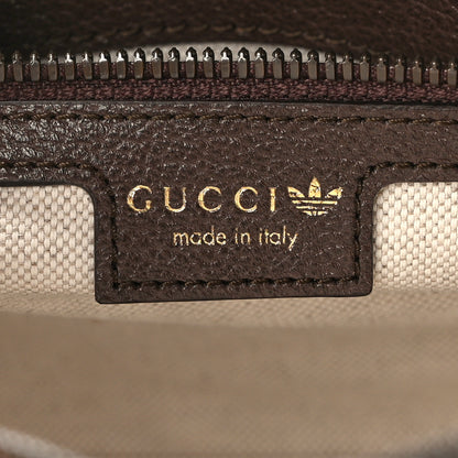 Gucci X ADIDAS Crystal Vintage Monogram Textured Dollar Calfskin Web Trefoil Logo Mini Bowling Bag Mid Natural Nut Off White New Acero 6 of 12