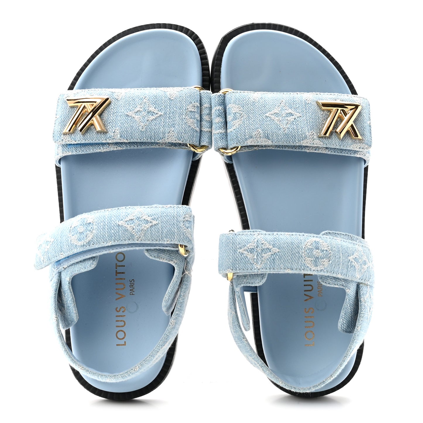 Denim Monogram LV Sunset Comfort Flat Sandals 37 Blue