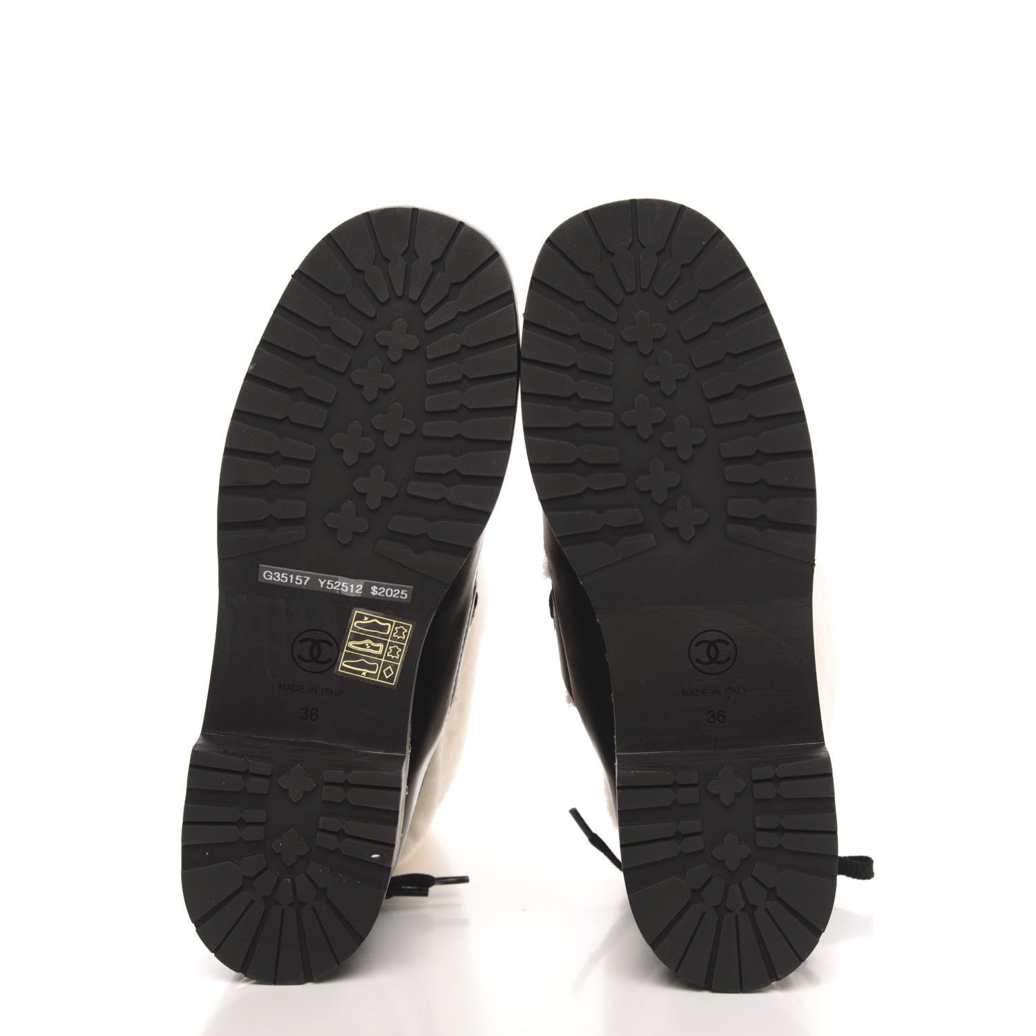 Chanel Shearling Chain Studded CC High Boot 36 Black 5 of 8