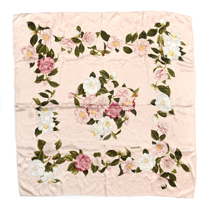 Chanel Silk CC Logo Camellia Scarf 1 of 8