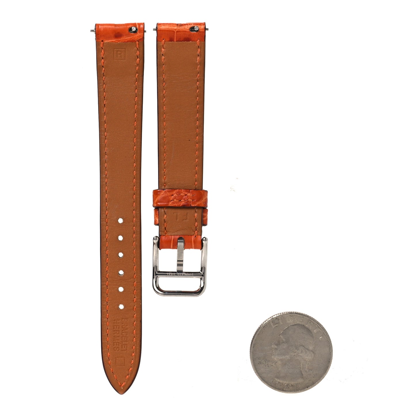 Shiny Alligator Single Tour Watch Strap Orange