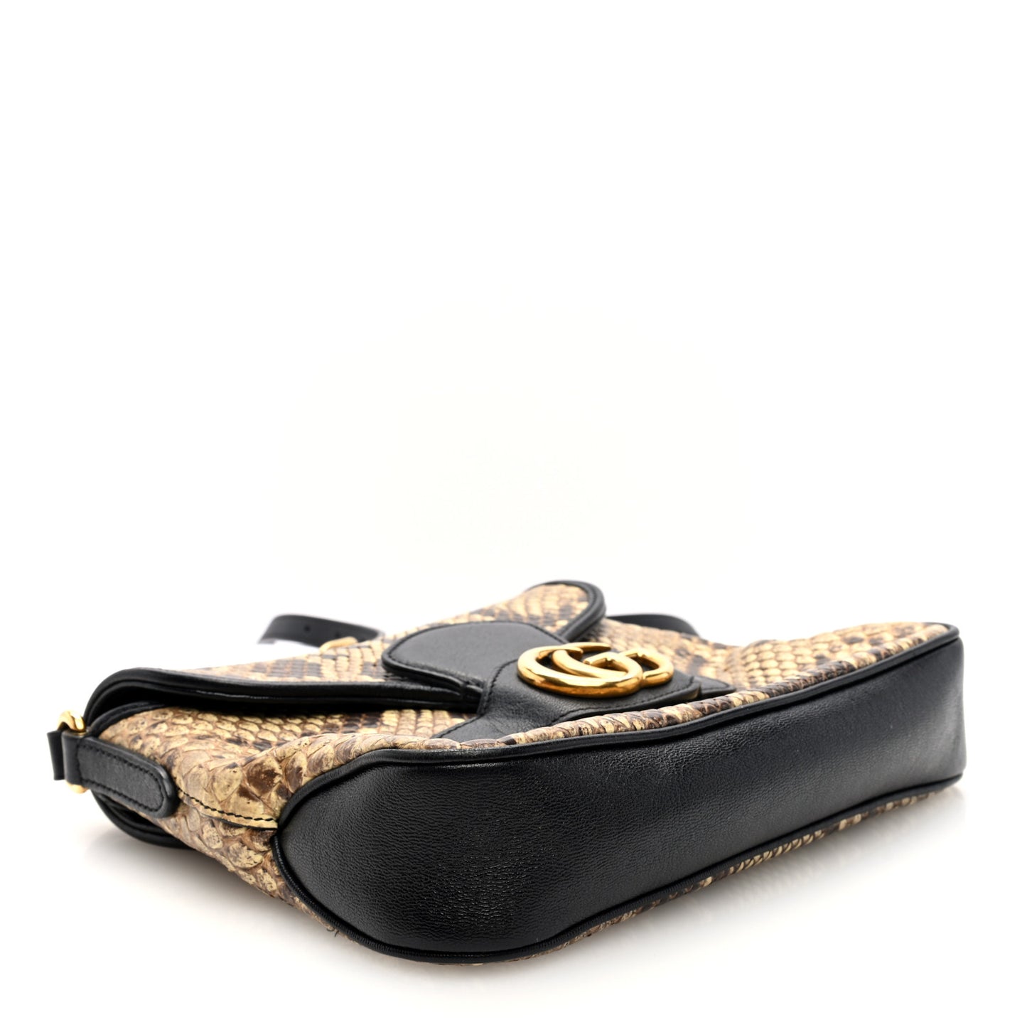 Snakeskin New Sakai Calfskin Lux Small Arli Flap Shoulder Bag Natural Black