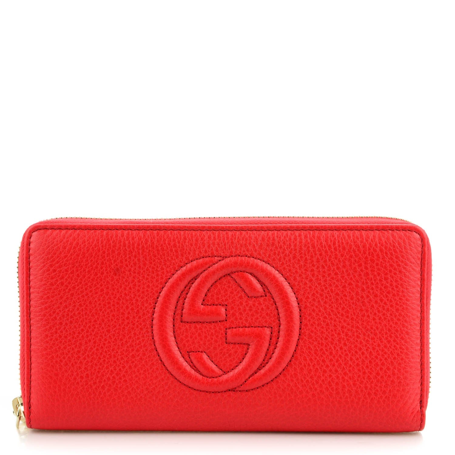 Gucci Pebbled Calfskin Soho Zip Around Wallet Red 1 of 7