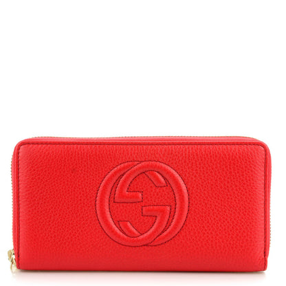 Gucci Pebbled Calfskin Soho Zip Around Wallet Red 1 of 7