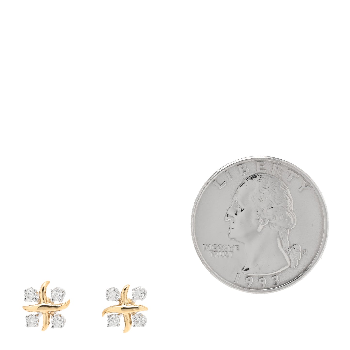 Platinum 18K Yellow Gold Diamond Schlumberger Lynn Earrings
