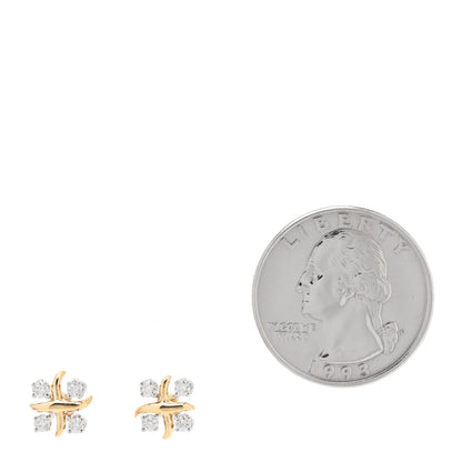 Tiffany Platinum 18K Yellow Gold Diamond Schlumberger Lynn Earrings 2 of 4