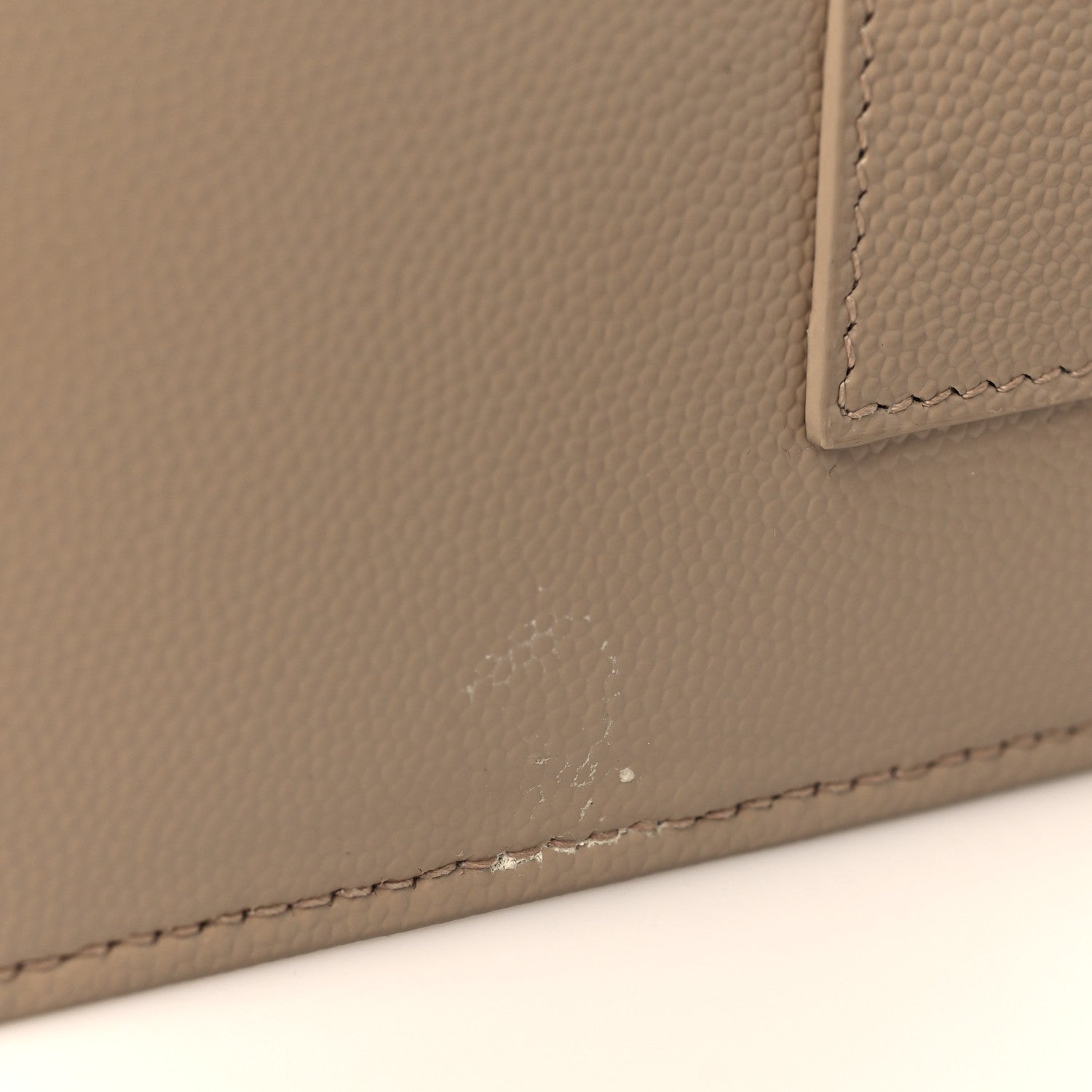 Saint Laurent Grain De Poudre Chevron Monogram Large Bill Pouch Dark Beige 8 of 8
