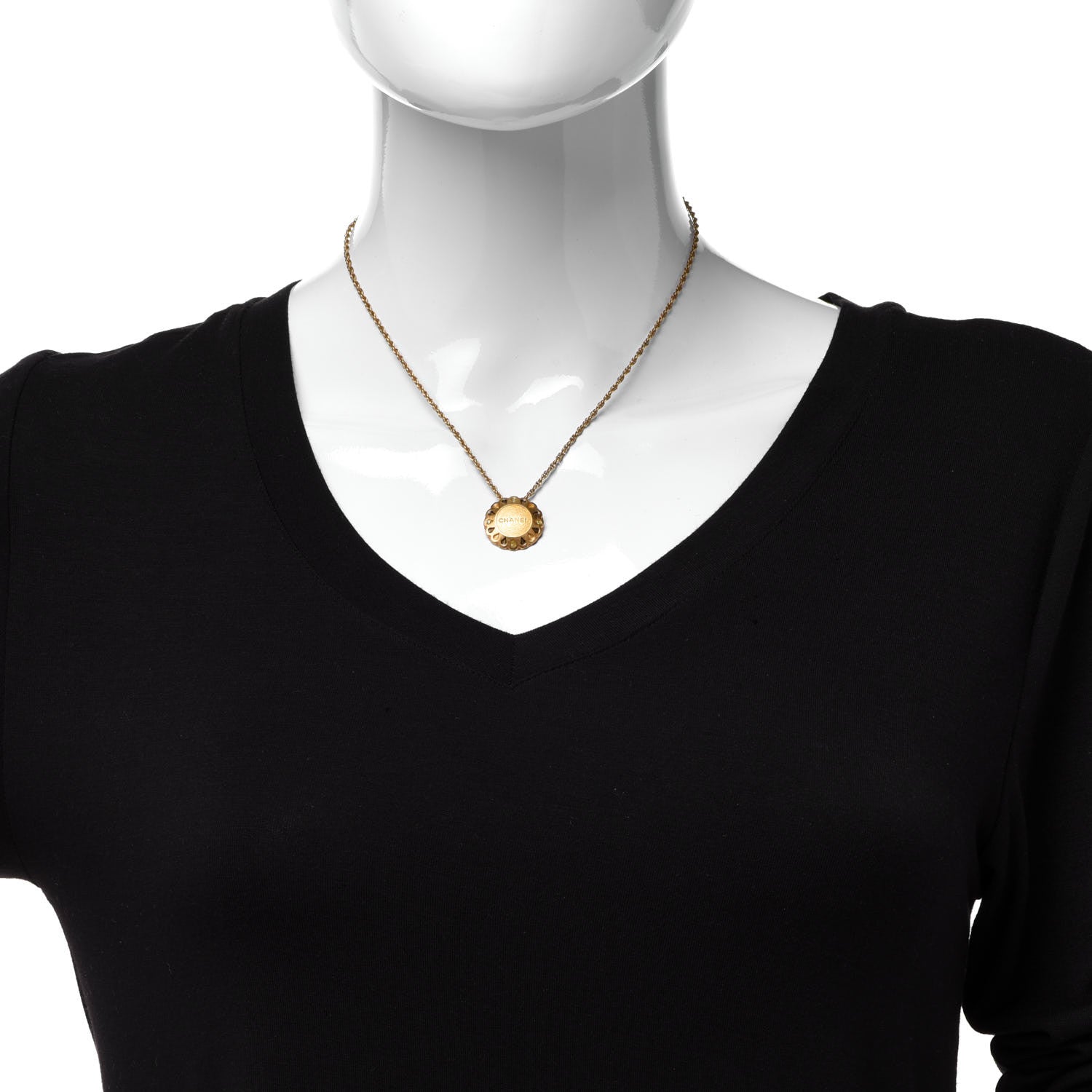 Chanel Medallion Long Chain Necklace Gold 2 of 6