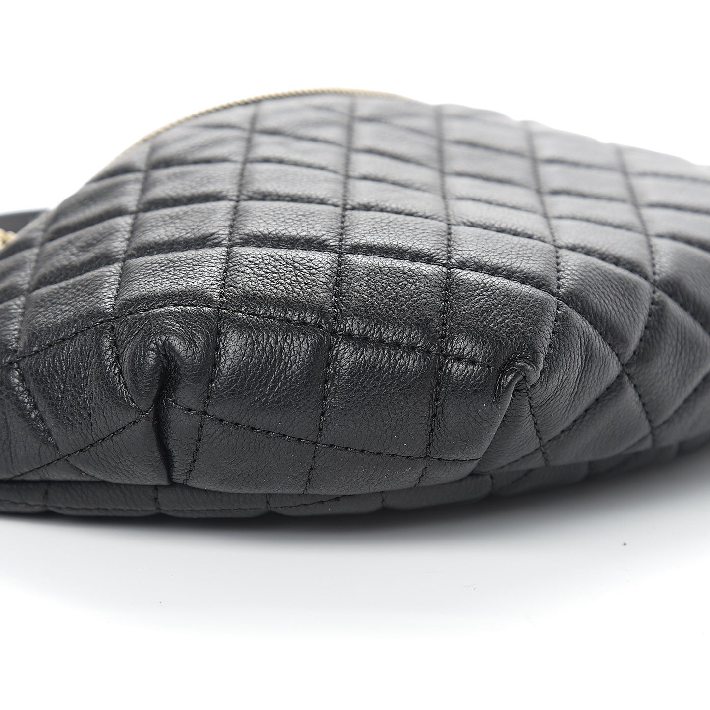 Calfskin Quilted Banane Waist Bag Fanny Pack Black