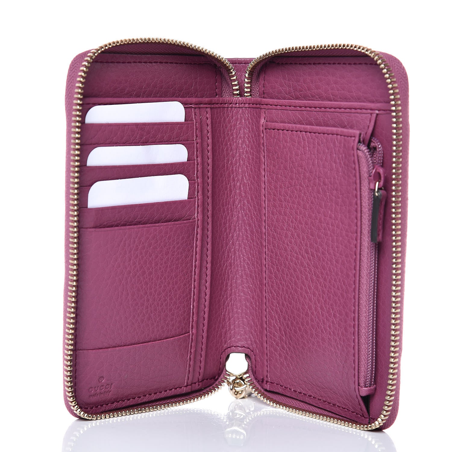 Gucci Pebbled Calfskin Medium Soho Zip Around Wallet Peonia Flower 5 of 8