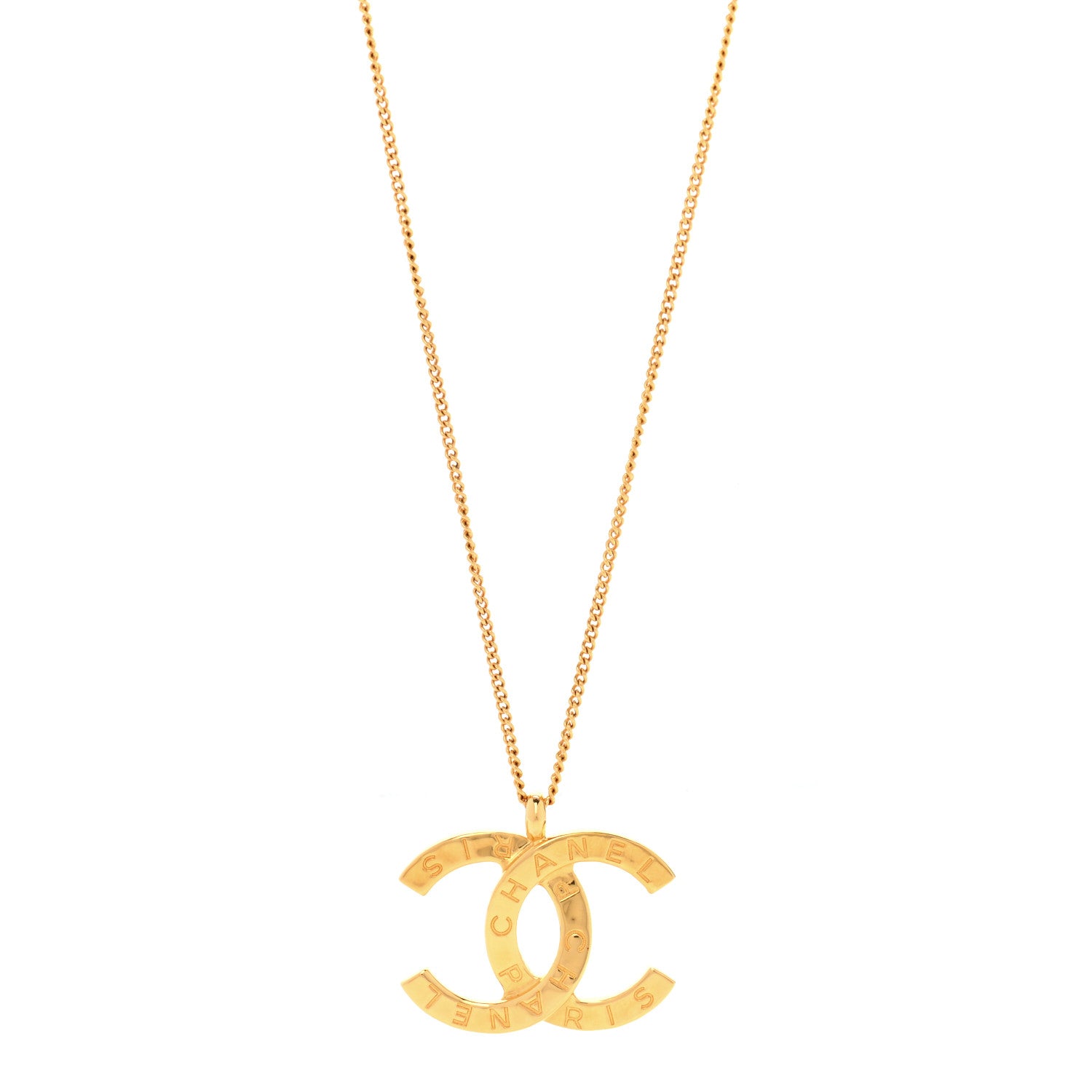 Chanel Metal CC Paris Button Necklace Gold 1 of 7