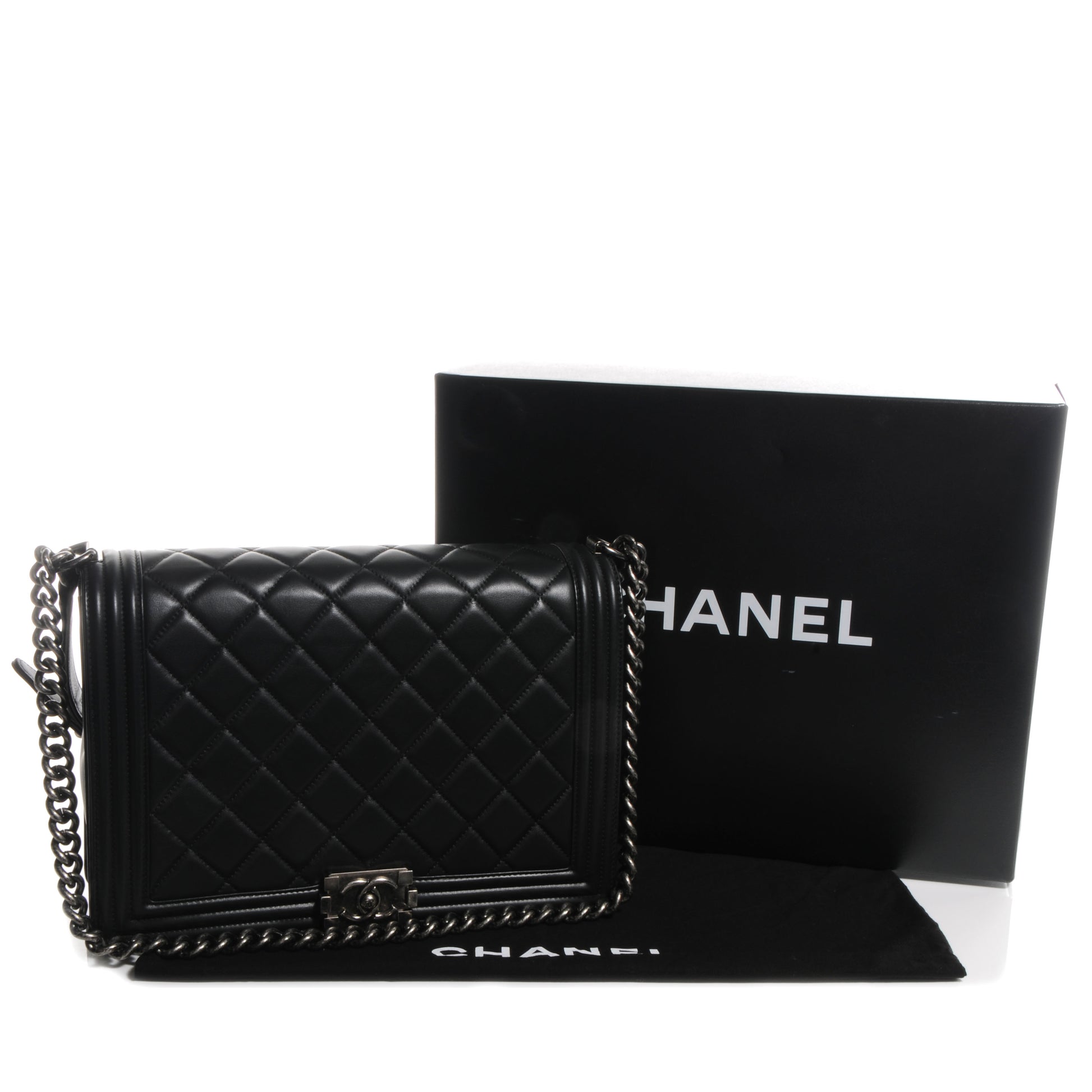 Chanel Lambskin Quilted Large Boy Flap Black 5 of 9