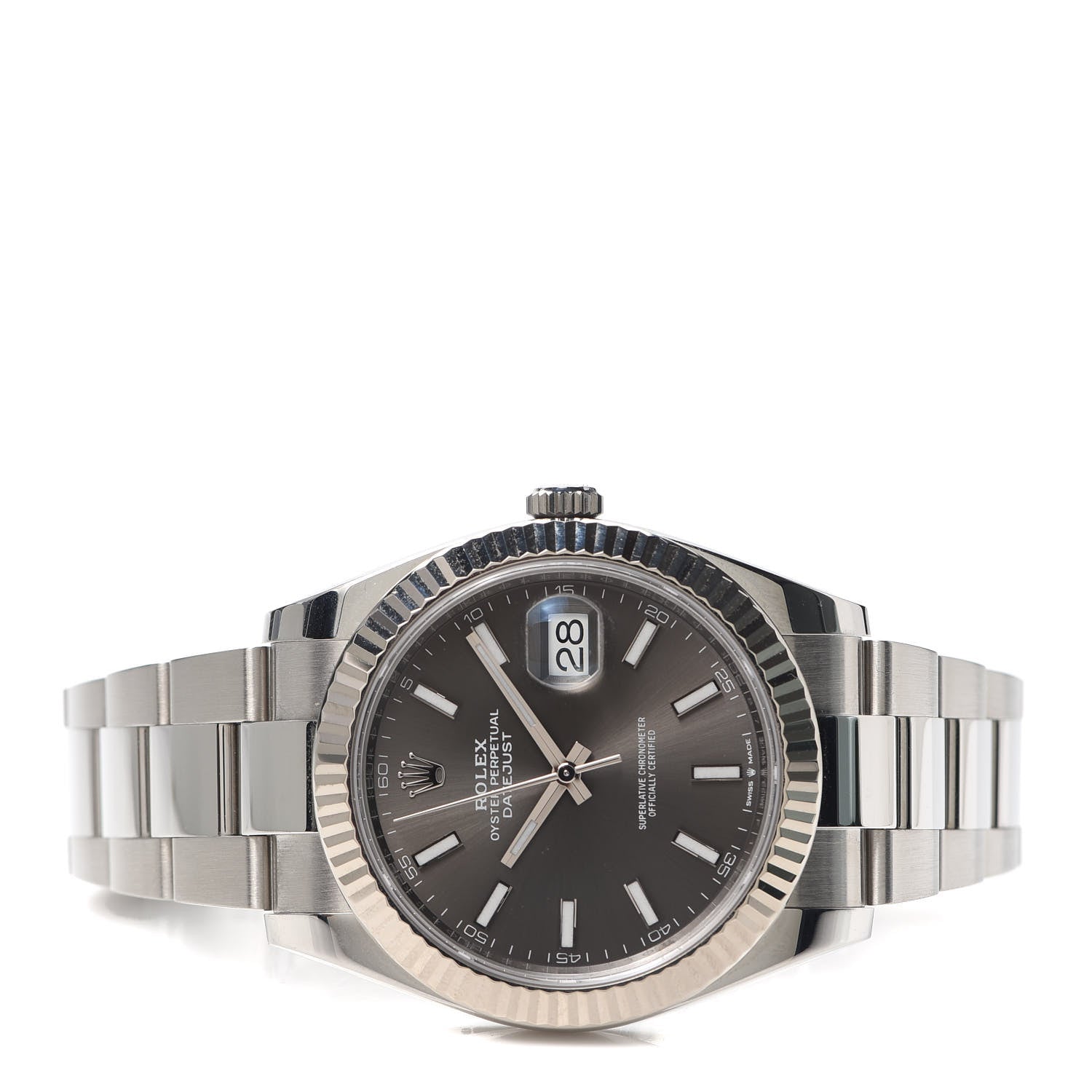 Rolex Stainless Steel 18K White Gold 41mm Oyster Perpetual Datejust Watch Slate 126334 2 of 6