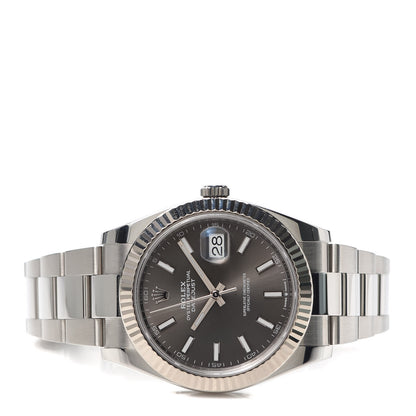 Rolex Stainless Steel 18K White Gold 41mm Oyster Perpetual Datejust Watch Slate 126334 2 of 6