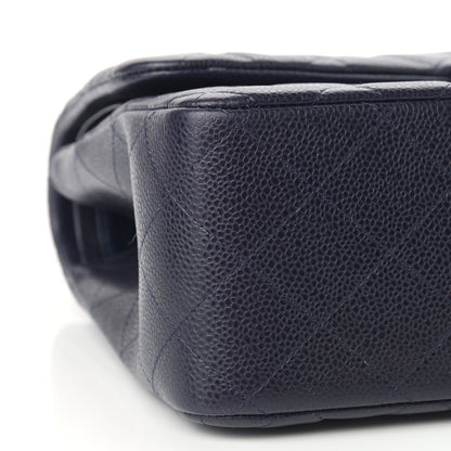 Chanel Caviar Quilted Jumbo Double Flap Navy Blue 8 of 10
