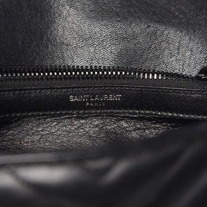 Saint Laurent Sheepskin Matelasse Chevron Monogram Medium College Bag Black 9 of 13