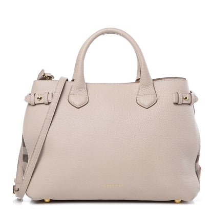 Burberry Derby Calfskin House Check Medium Banner Tote Beige 1 of 13
