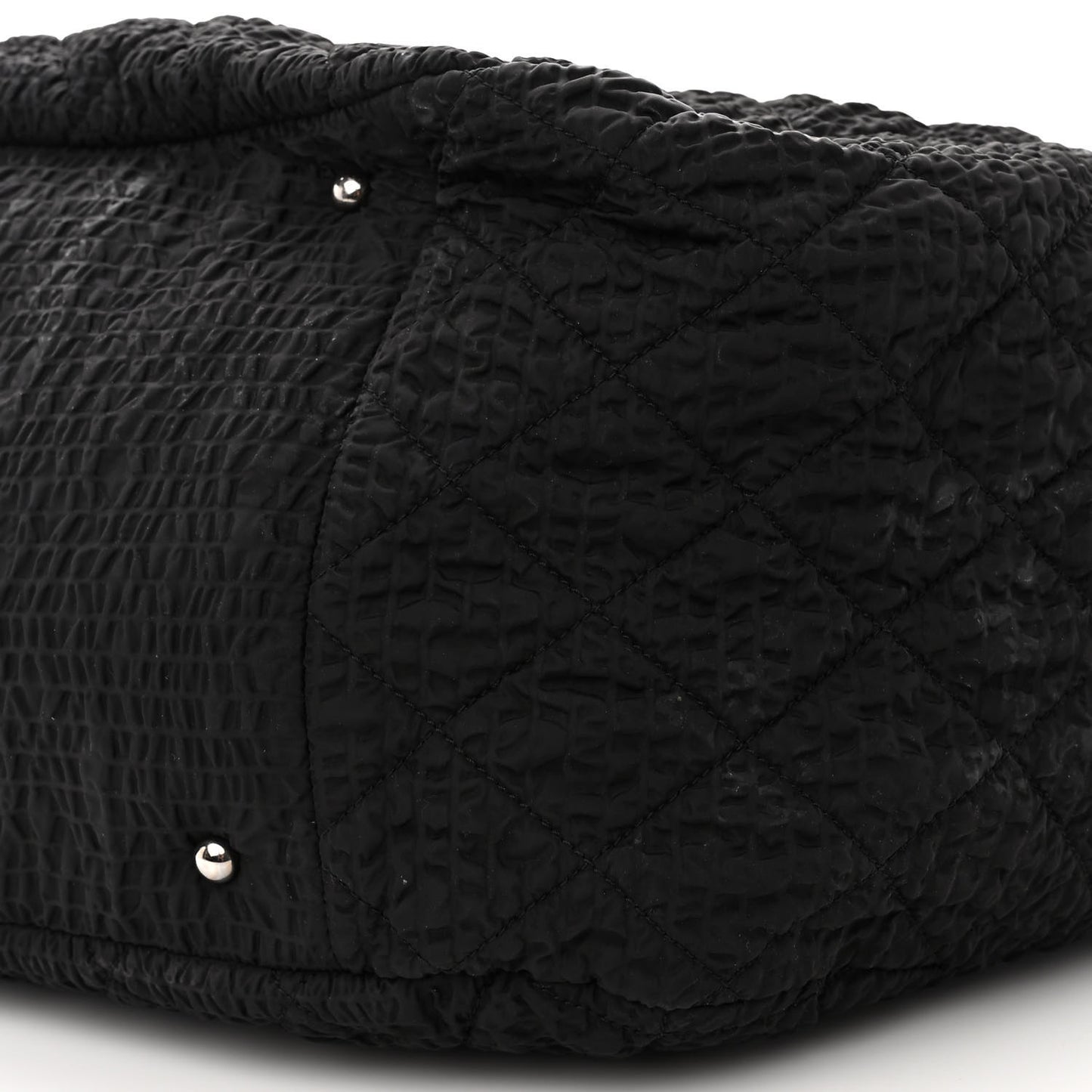 Nylon Quilted CC Logo Tote Black