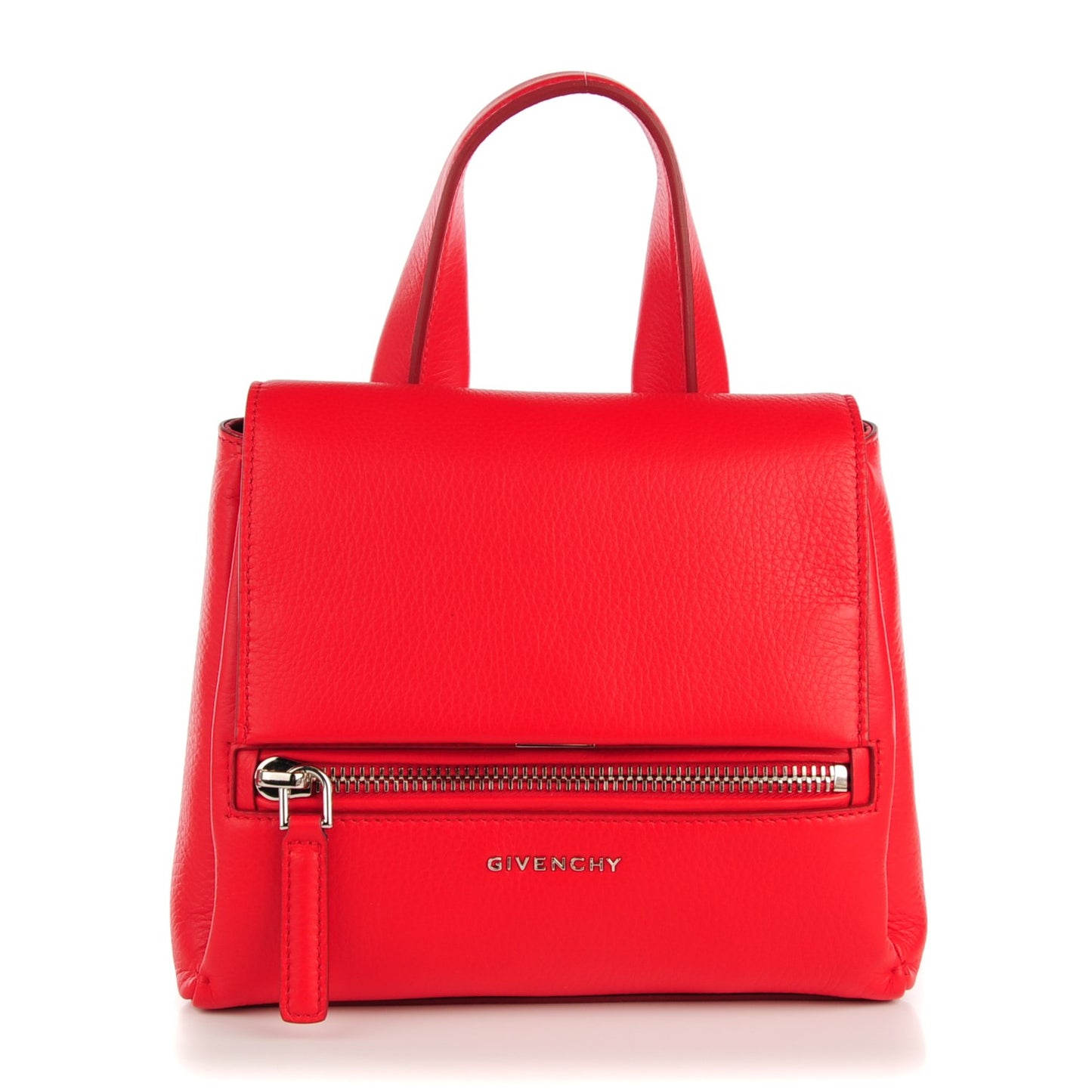 Waxy Grained Calfskin Mini Pandora Pure Flap Bag Red