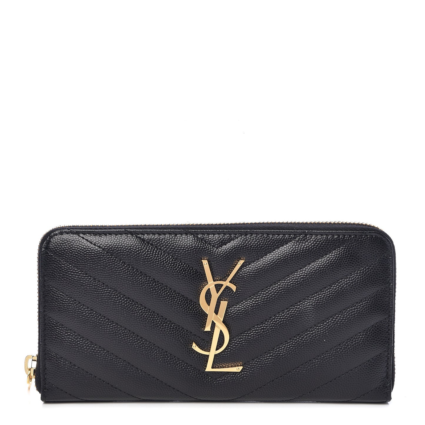 Grain De Poudre Matelasse Chevron Monogram Zip Around Wallet Black
