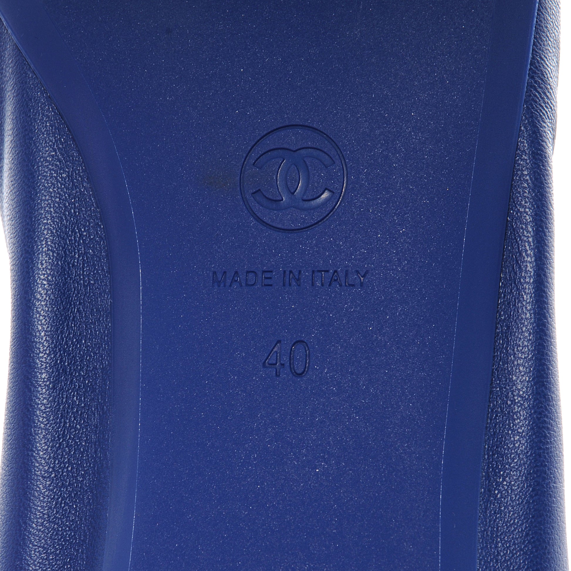 Chanel Leather Cap Toe Ballet Flats 40 Royal Blue 6 of 7