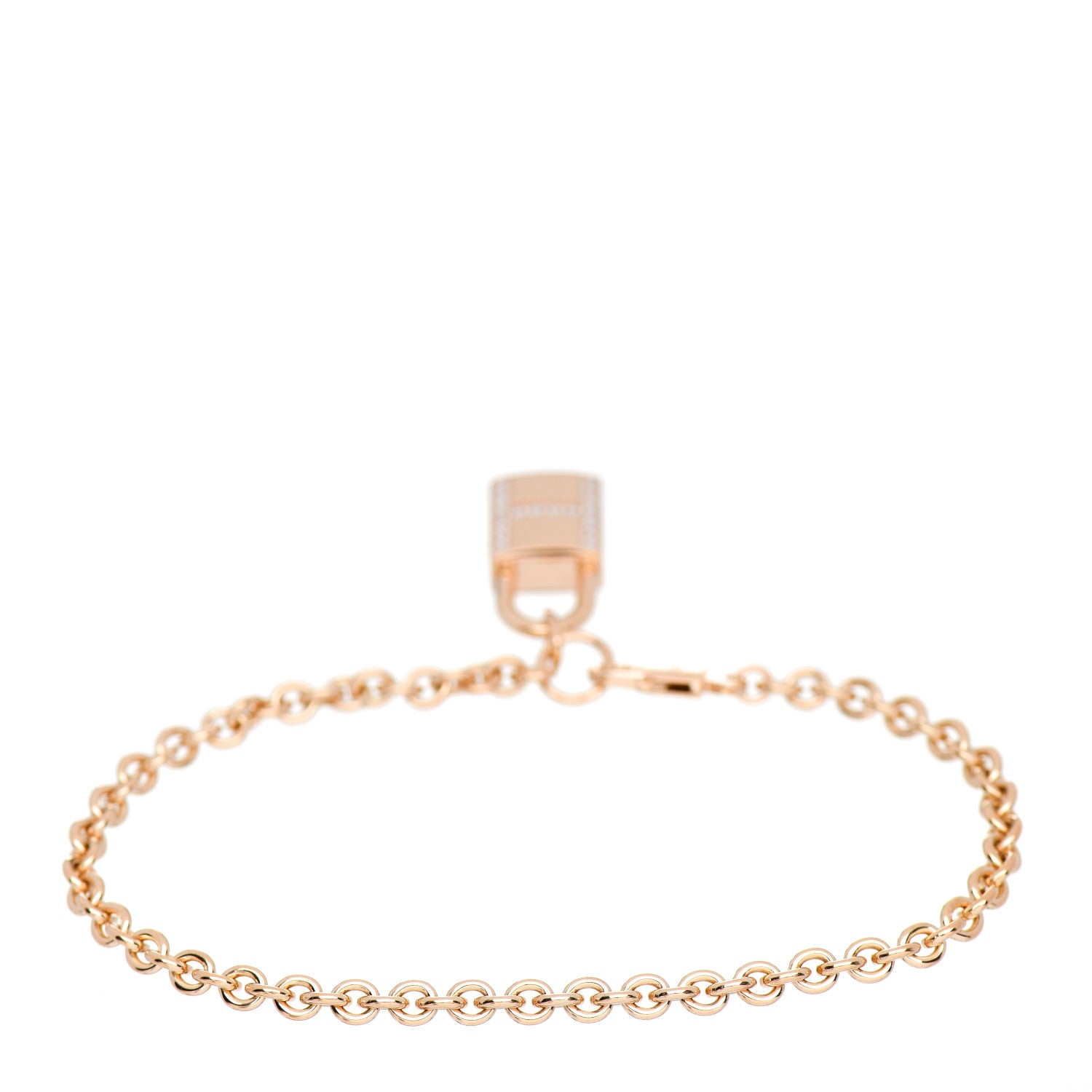Hermes 18K Rose Gold Diamond Amulettes Cadenas Bracelet SH 3 of 5