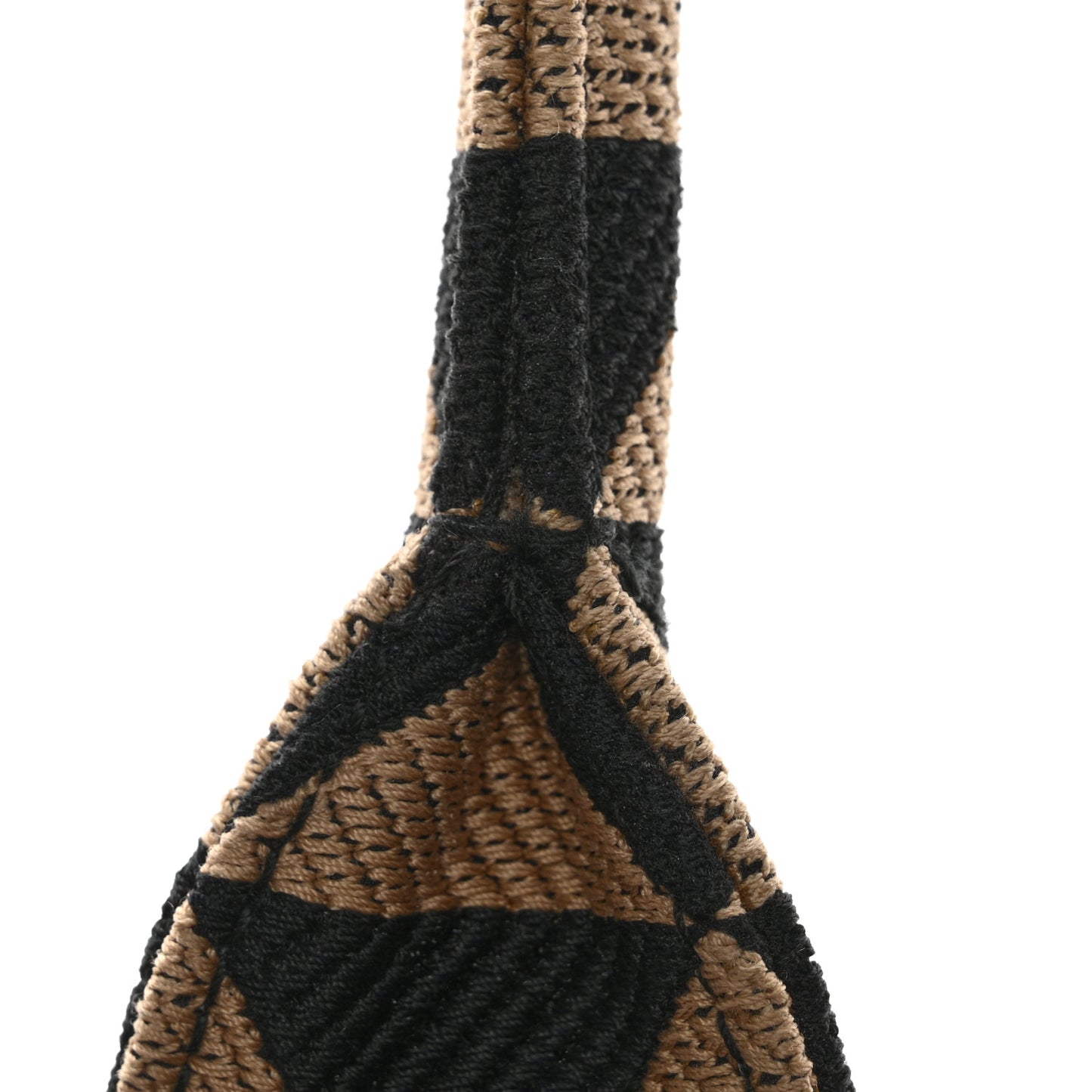 Jacquard Saffiano Triangolo Symbole Embroidered Large Tote Black Corda