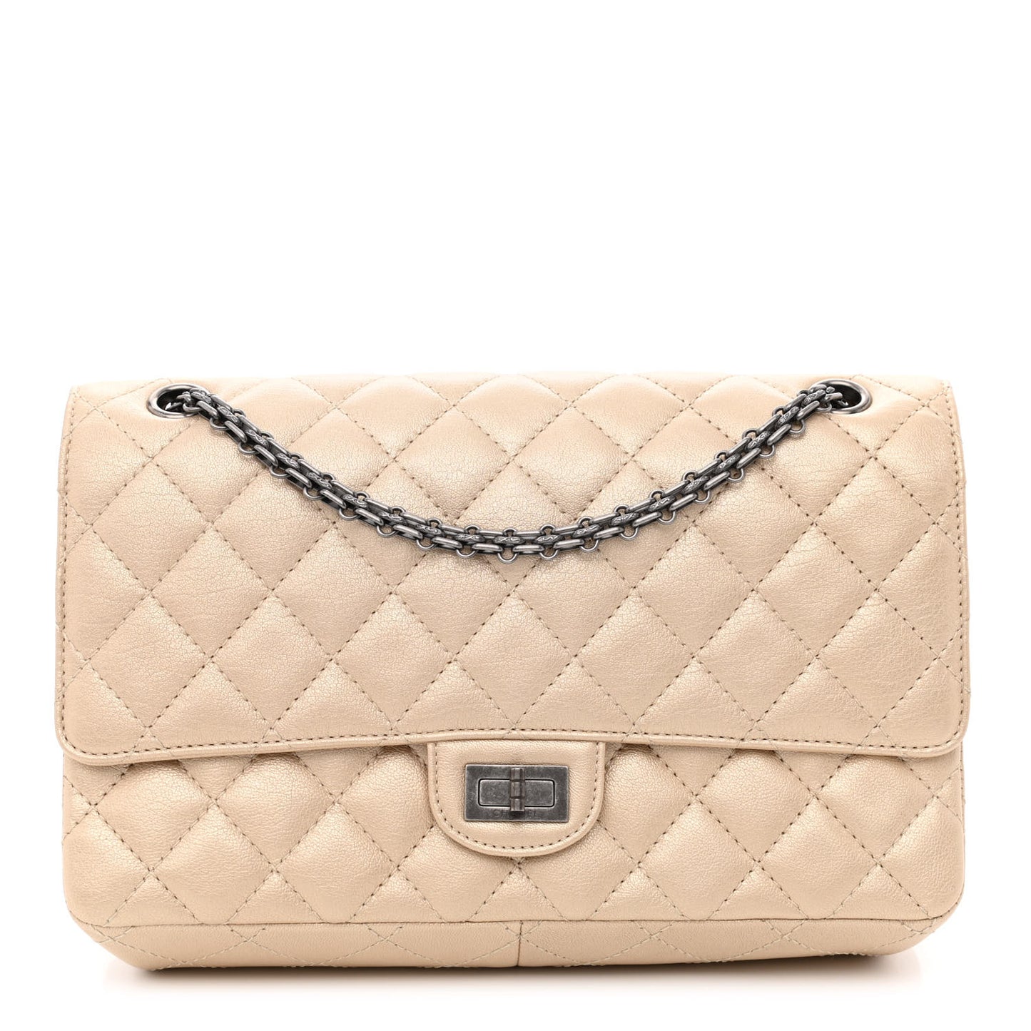 Metallic Sheepskin Quilted 2.55 Reissue 226 Flap Pale Gold