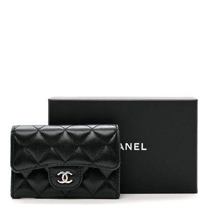 Chanel Lambskin Quilted Flap Card Holder Wallet Black 8 of 8