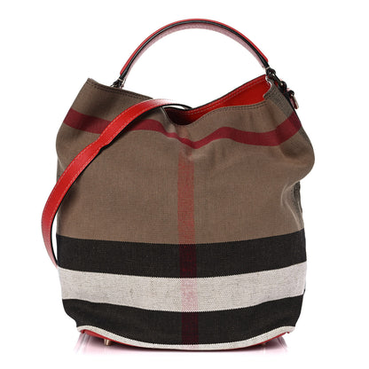 Burberry Canvas Mega Check Medium Ashby Hobo Cadmium Red 3 of 15