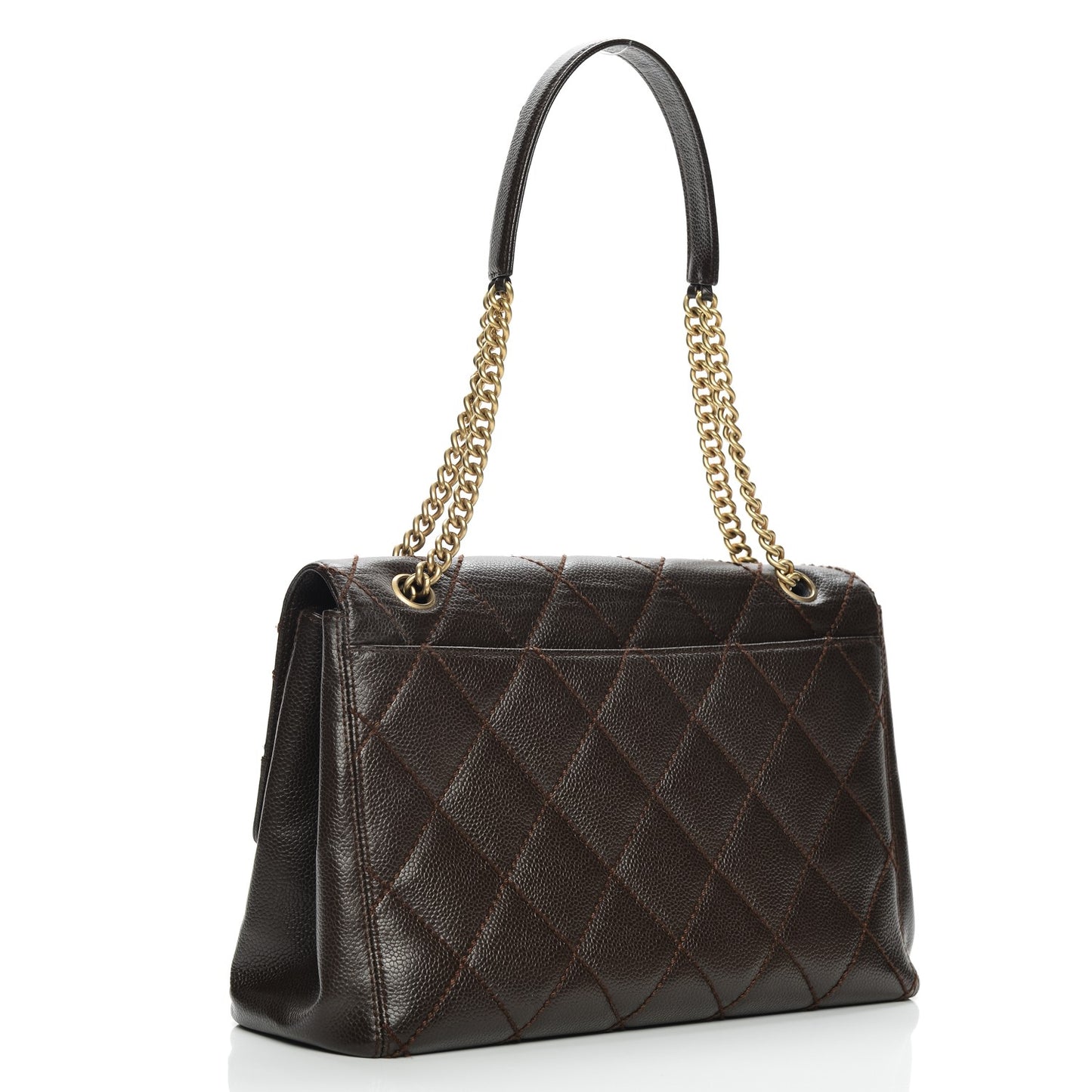 Caviar Quilted Jumbo Single Flap Brown