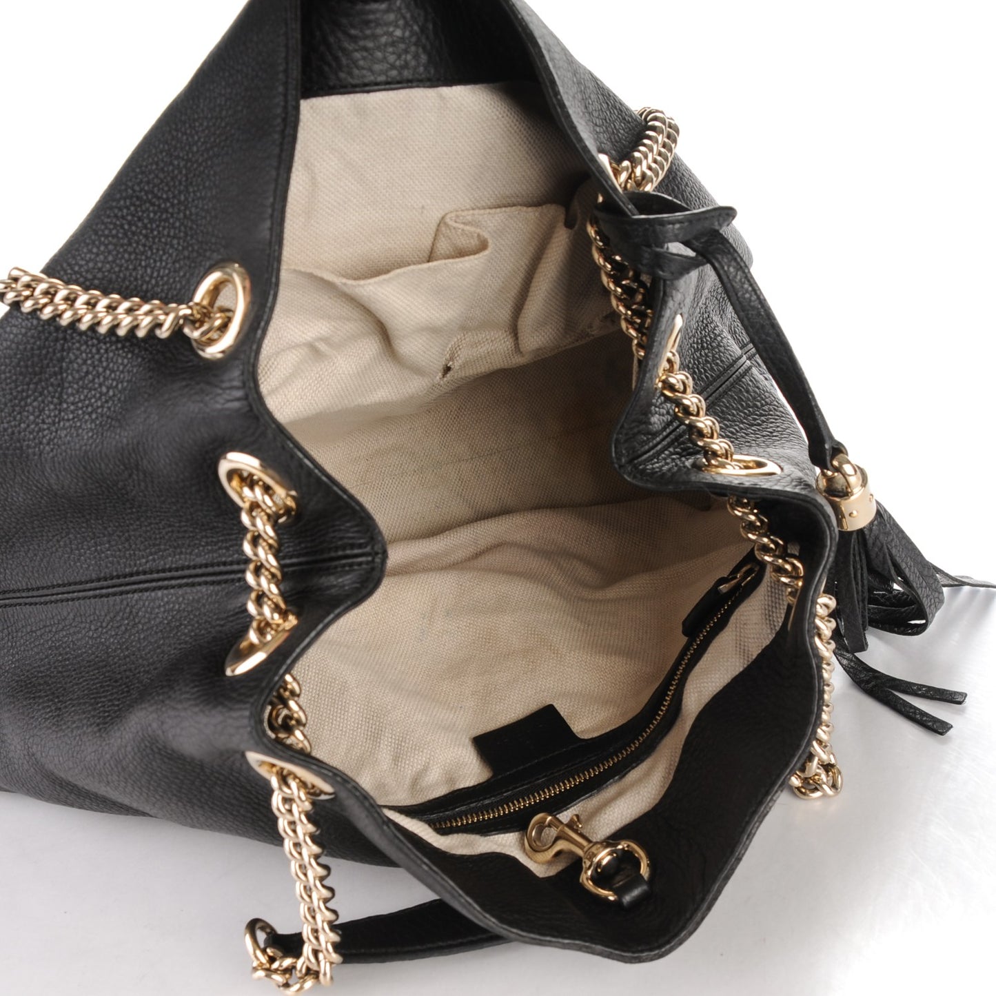 Pebbled Calfskin Medium Soho Chain Shoulder Bag Black