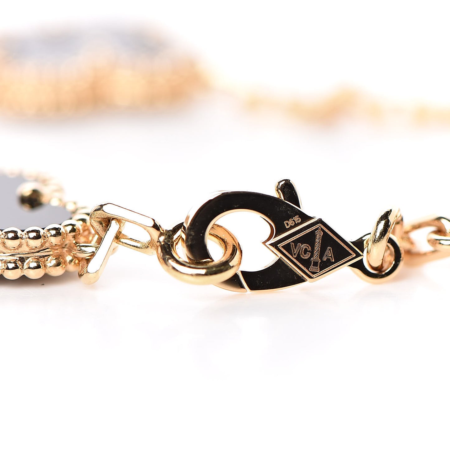 18K Yellow Gold Black Onyx 5 Motifs Vintage Alhambra Bracelet