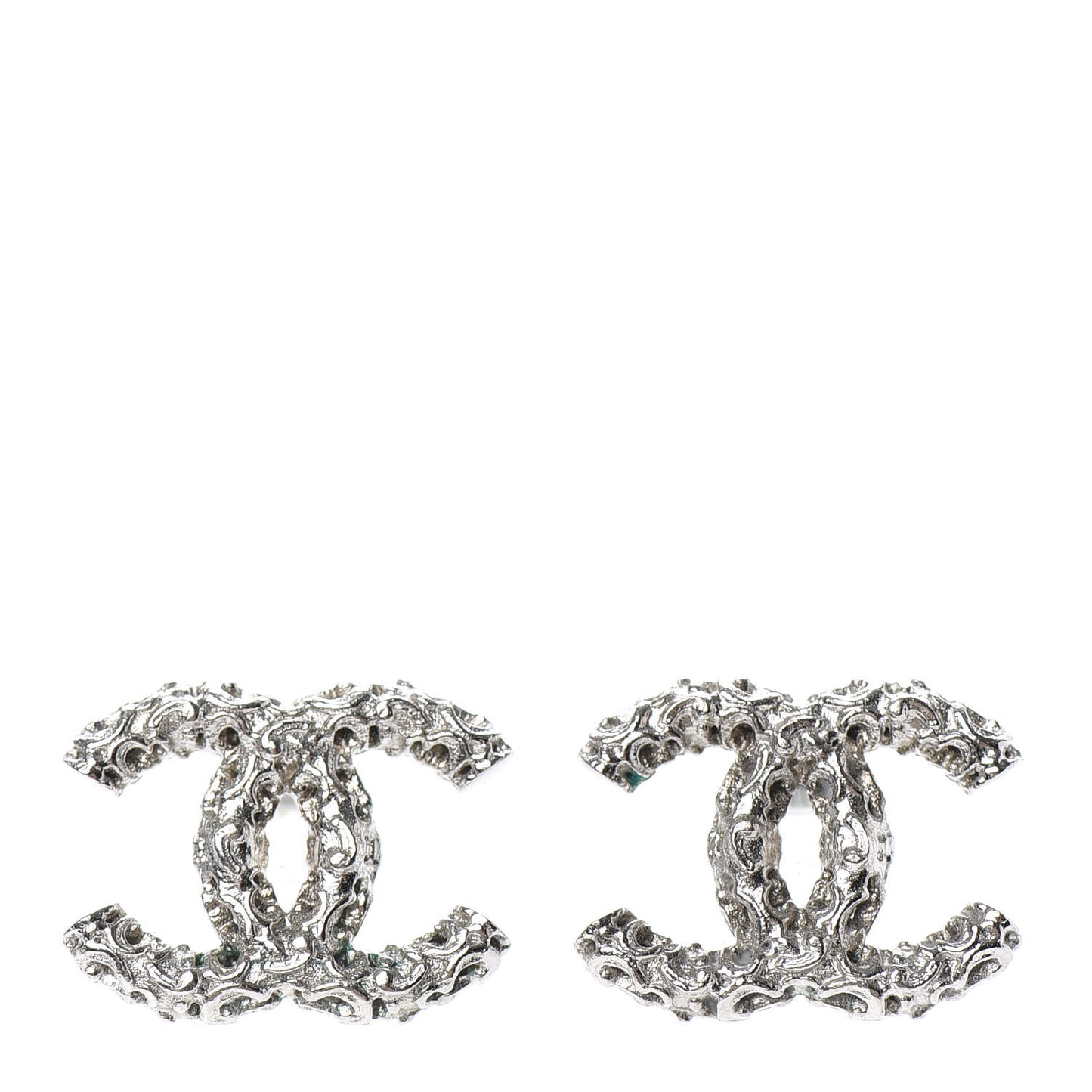 Textured CC Earrings Silver
