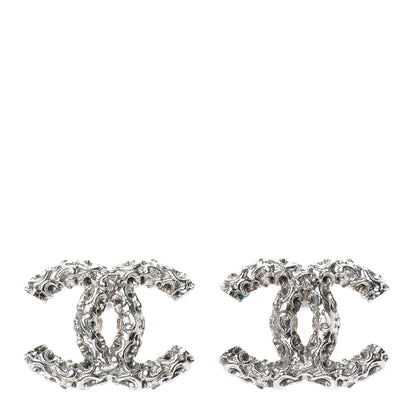 Chanel Textured CC Earrings Silver 1 of 4