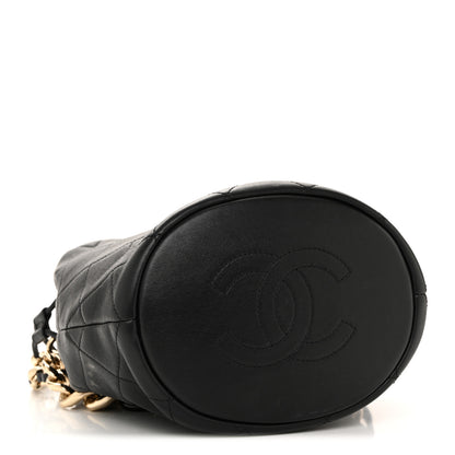 Chanel Lambskin Quilted Resin Bi-Color Chain Bucket Bag Black 4 of 13