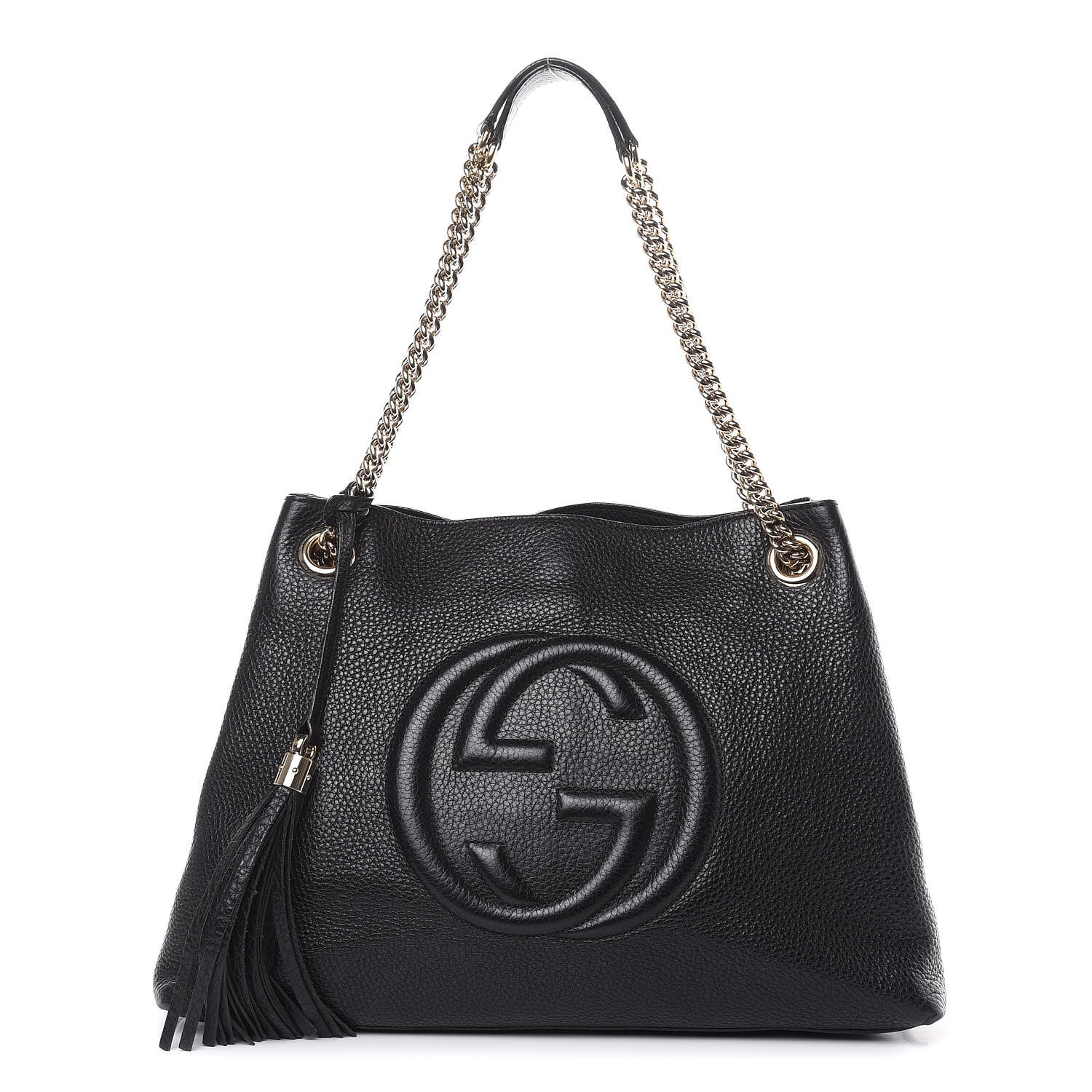 Gucci Pebbled Calfskin Medium Soho Chain Shoulder Bag Black 1 of 14