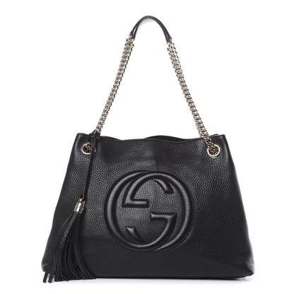 Gucci Pebbled Calfskin Medium Soho Chain Shoulder Bag Black 1 of 14